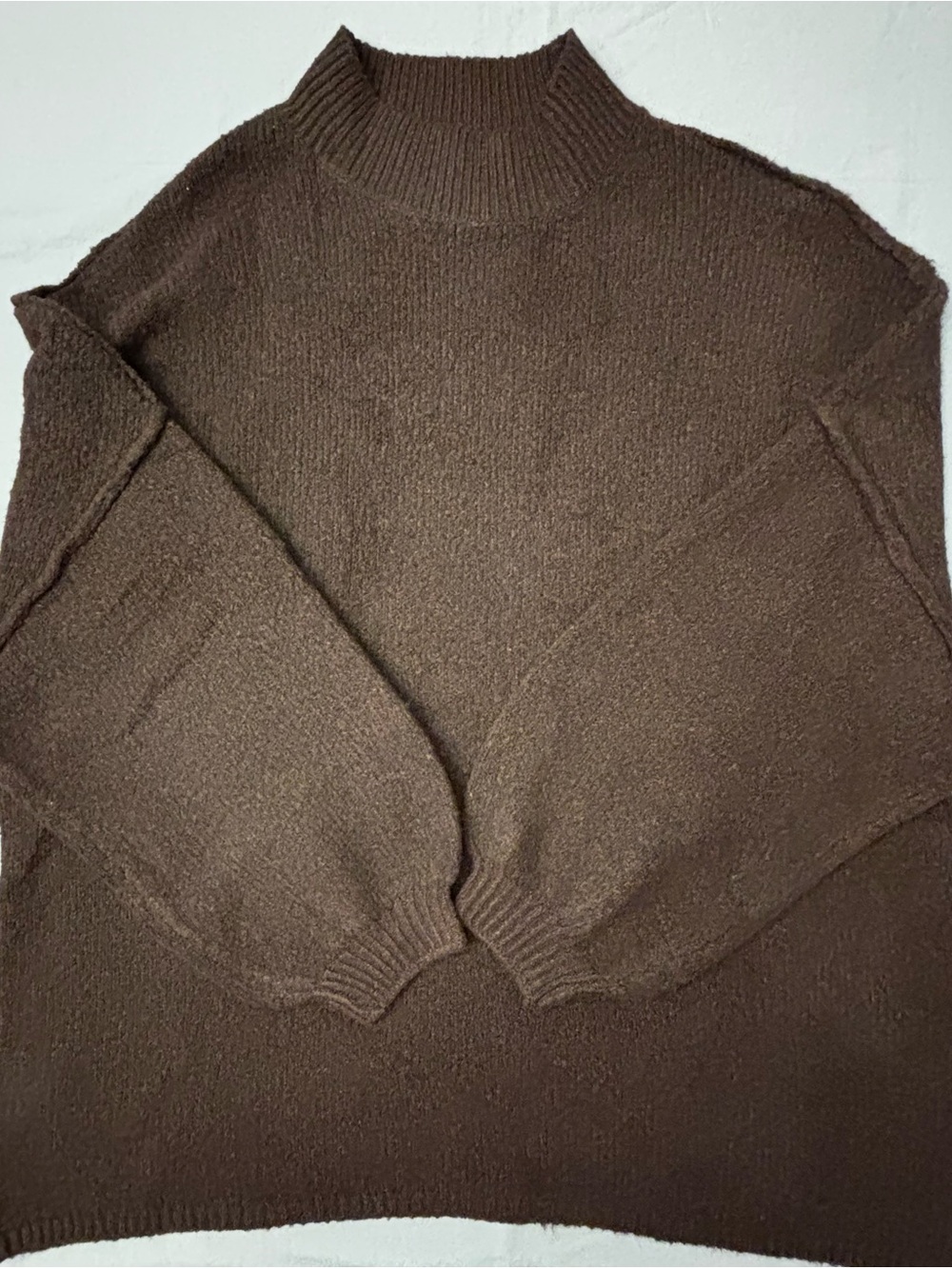 Women’s PrettyGarden Solid Knit Mock Neck Pullover Sweater Brown Long Sleeve XL